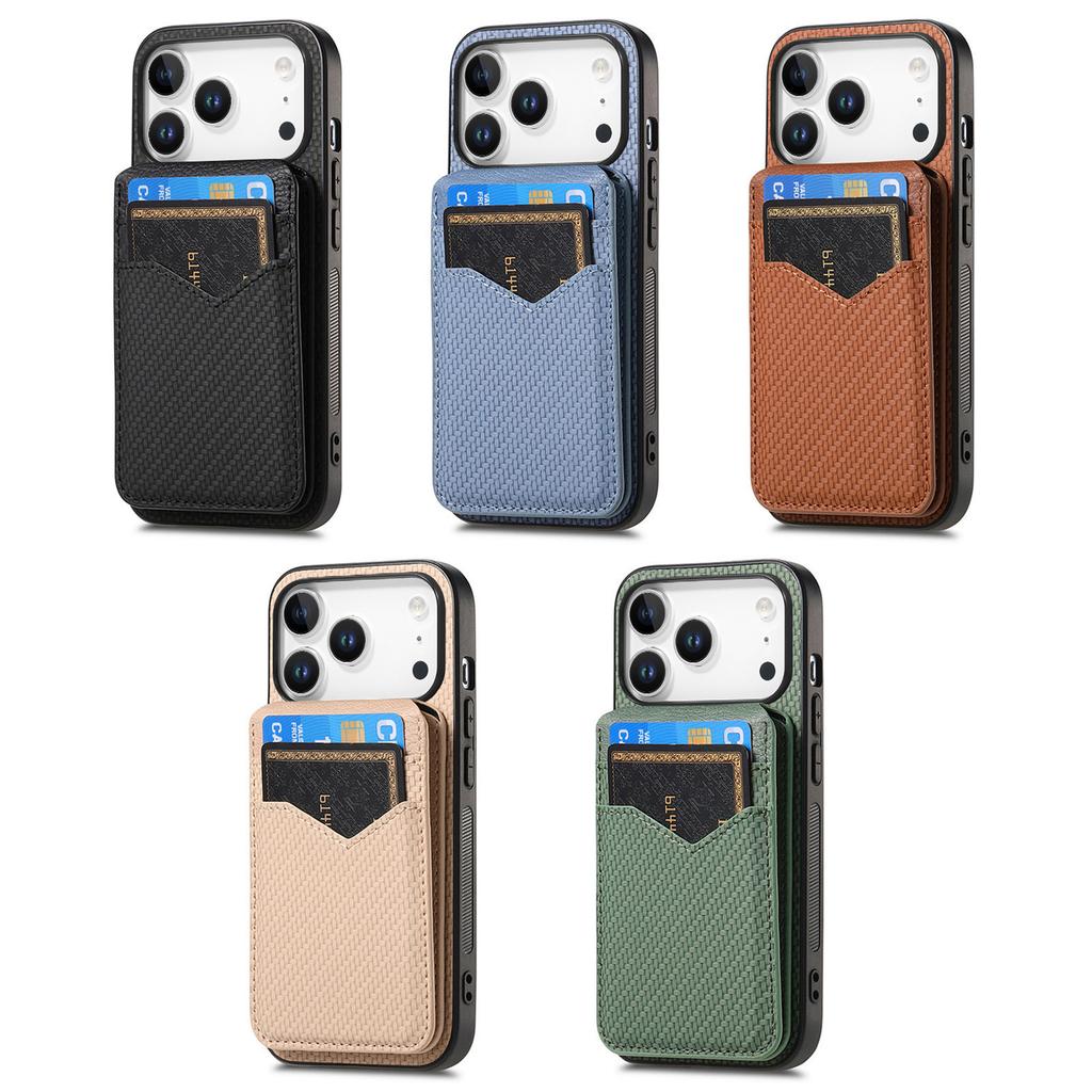 2 in 1 Detachable Flip Carbon Fiber Pattern Magnetic Wallet Case For iPhone 17 Pro Max 16 Plus 15 Plus 14 13 12 kickstand Cover