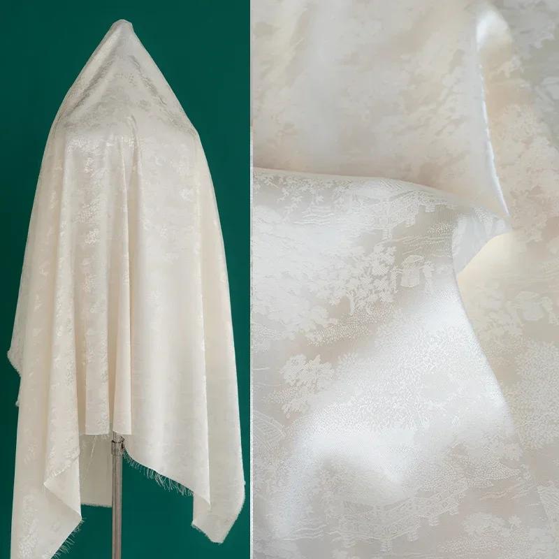 Tela de satén con ácido acético y jacquard de alta gama, textura oscura, estilo étnico retro para faldas Cheongsam con cara de caballo, tela de seda para coser tú mismo