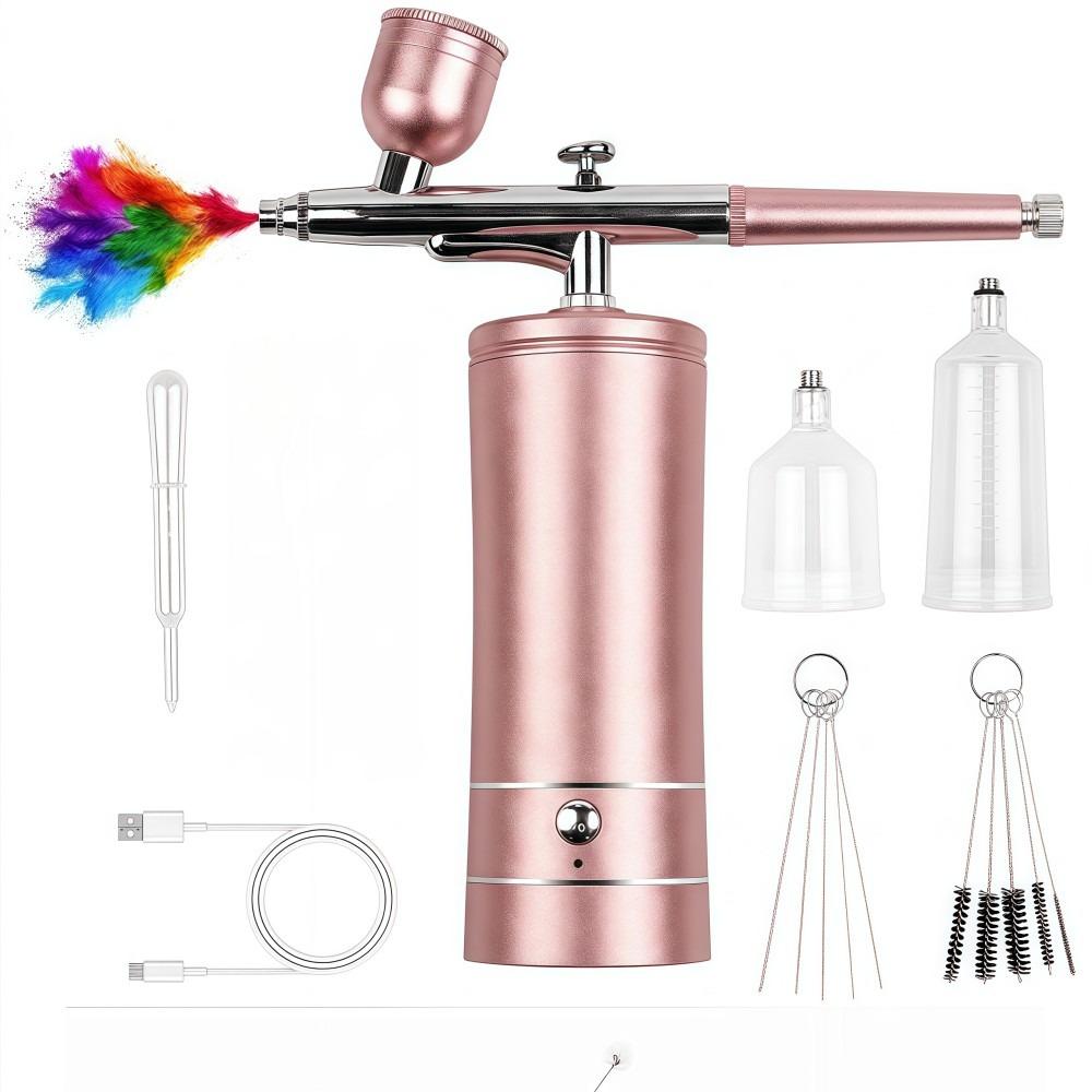 Multifunctional Airbrush Kit with Air Compressor 2 Gears Handheld Nail Charms Wireless Air Brush Rechargeable Portable