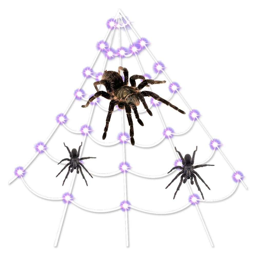 Светящаяся паутина на Хэллоуин, светящаяся паутина, 8 режимов, треугольная паутина, декоративная паутина, принадлежности для вечеринки China Mainland