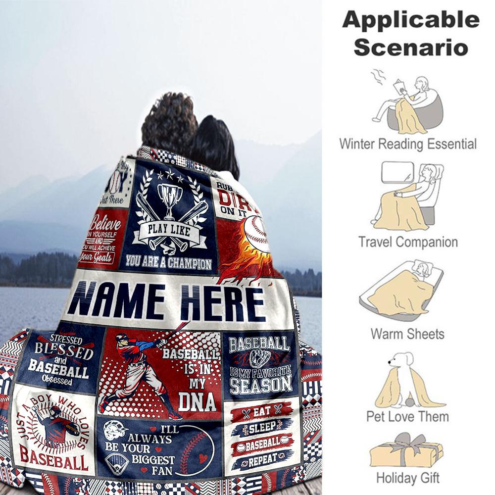 Softball06 Personalized Name Blanket Throw Customizable Blanket Warmthful Decor Great for Nap Living Room Seaside Home Decor Four Seasons Multipurpose