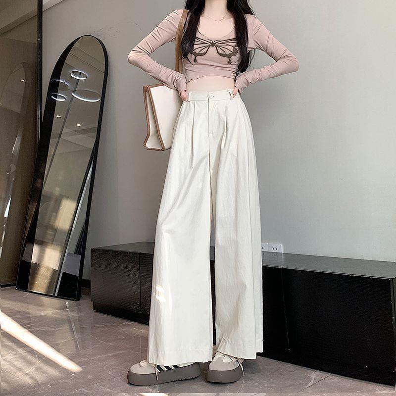 

Women s High-Waist Black Wide-Leg Pants - Spring 2026 Style for Pear-Shaped Figure L 109-117 lbs