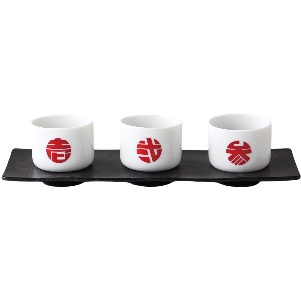 

Ale-net Sake Tasting Set (Ichi, Ni, San) with Snake Eye Design, W6.2 x D6.2 x H5.7cm, Mino Ware Porcelain, Made in Japan