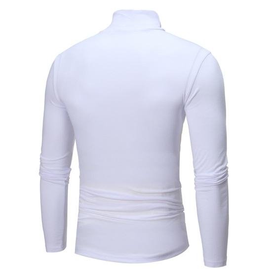 Männer Herbst Winter Slim Fit Bodenbildung T-shirt Rollkragen Lange Ärmel Einfarbig Elastische Dünne Pullover Tops Streetwear