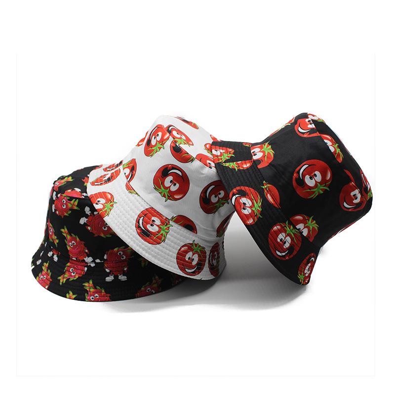 

Рыбацкая шляпа с принтом из мультфильма, европейская и американская мода, овощи и фрукты, двухсторонняя шляпа для бассейна для мужчин и женщин, козырек для отдыха