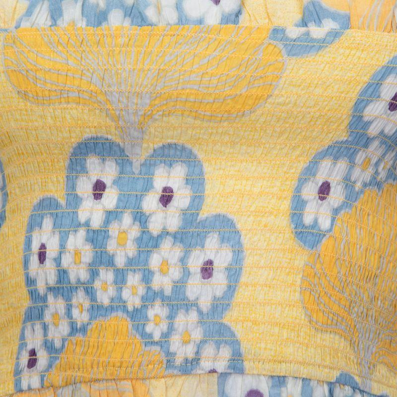 Blouse lettie jaune manches ballons motif fleurs Femme ANTIK BATIK