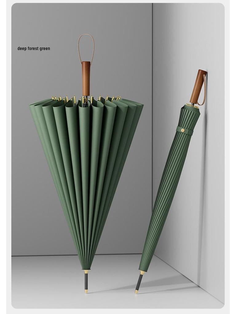 ZUODU Elegant Solid Wood Long Handle Umbrella, Large, Reinforced, Windproof, for 2-3 Persons