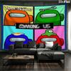 Among Us Custom Name Wall Tapestry Aesthetic Wall Hanging Printed Fabric Blanket Decorative Tapestries for Bedroom Living Room Home Decor