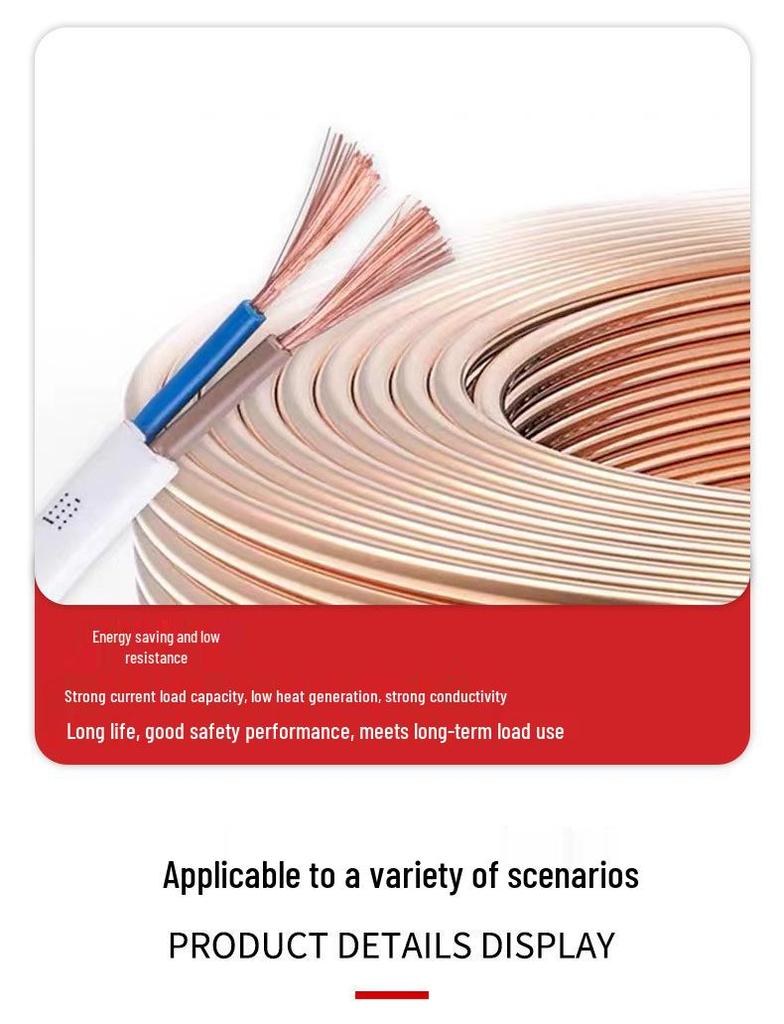 White Flat Sheathed RVVB Copper-Clad Aluminum Wire: 2-Core, 1.5/2.5/4/6 Sqmm Household Soft Electric Cable