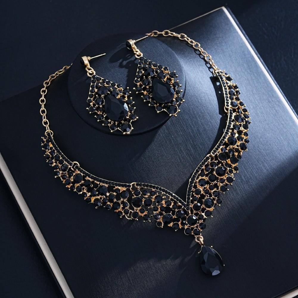 Earrings Wedding Bridal Accessories V-Necklace Bridal Jewelry Set Outfit Accessory чёрный