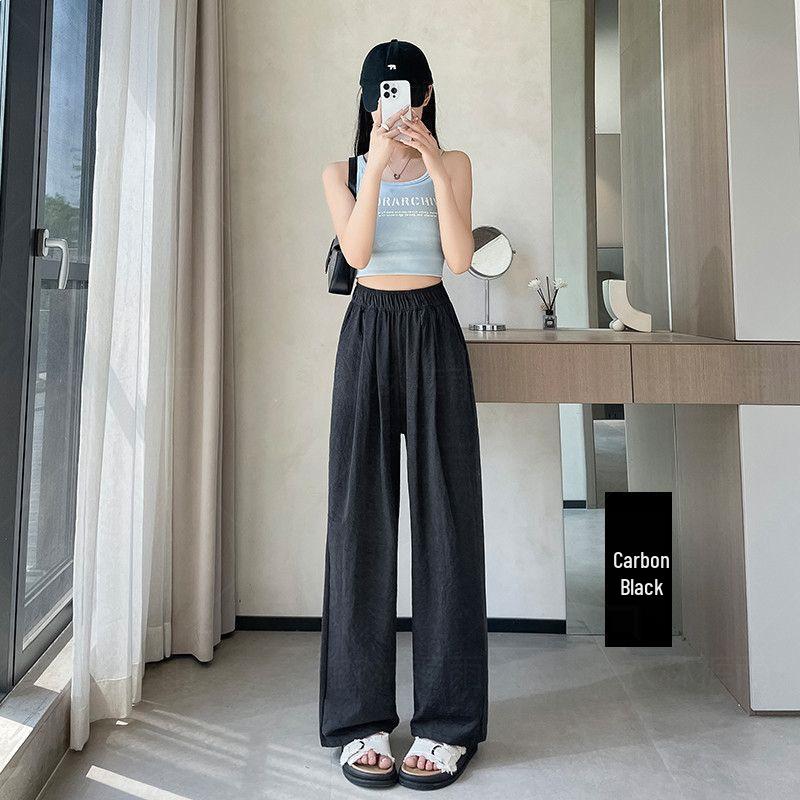 Women’s High-Waist Loose Wide-Leg Summer Pants - Lightweight Acetate Fabric