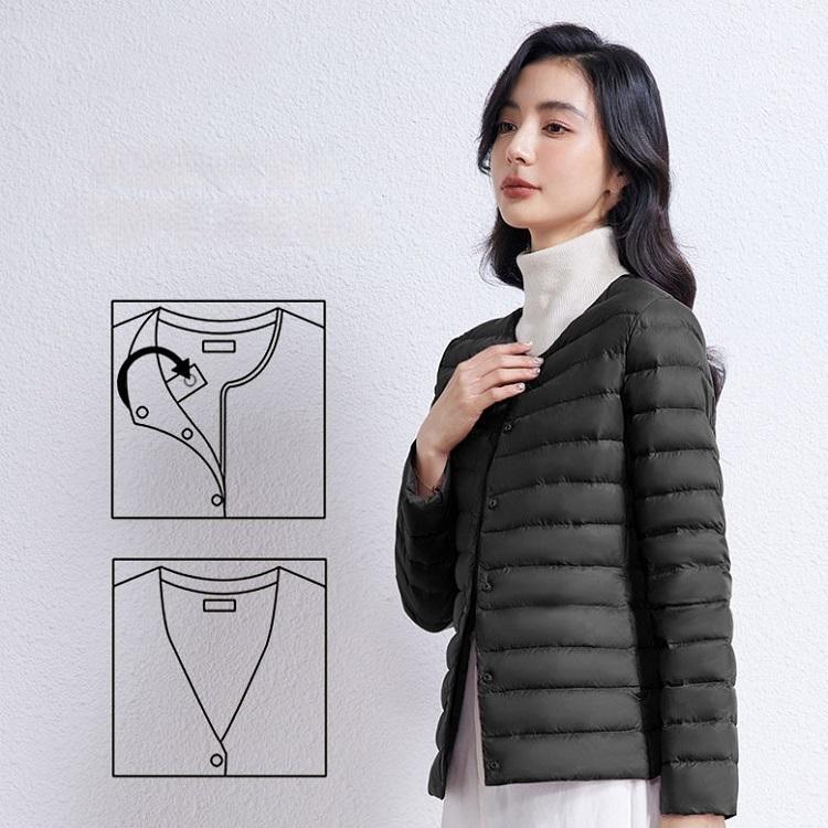 Leichte Daunenjacke für Herbst und Winter, Innenweste für Damen, kurzer Rundhalsausschnitt, große, warme Weste für Innen- und Außenbekleidung