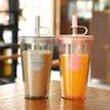 Transparent Iced Coffee Cups with Lids Water Cup gift Straw Bottle  Travel