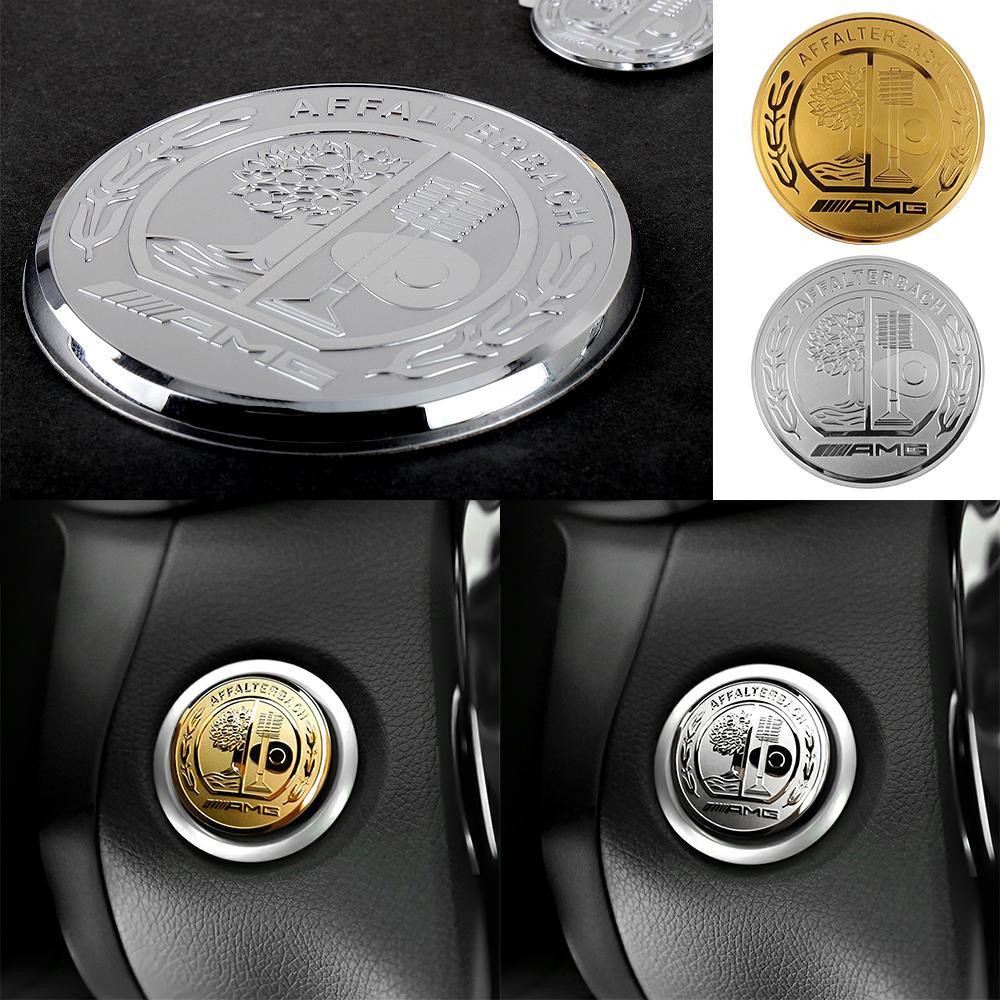 EJG4 3D Aluminum Car One-touch Start Cover Ignition Device Button Decoration Sticker For Mercedes Benz AFFALTERBACH AMG Emblem Badge
