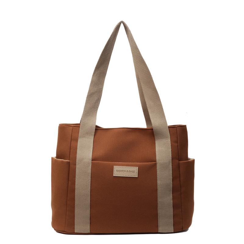 New portable canvas shoulder bag women's bag large capacity multi-bag fabric bag leisure work solid color tote bag