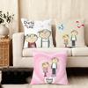 Cushion Cover Silky Short Plush Home Sofa Cushion Cover - Invisible Zipper Home Decoration Charlie And Lola Anime