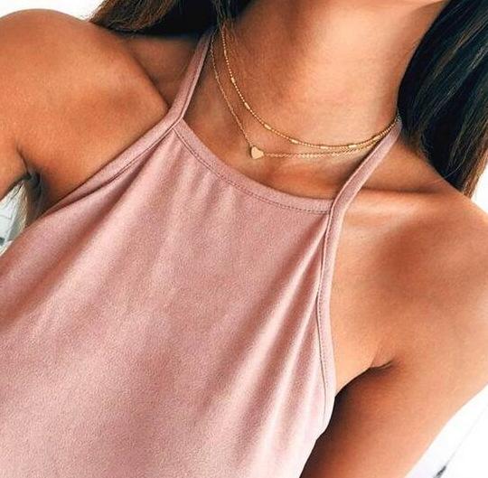 Simple Bohemia Gold Silver color heart Bead Multilayer Necklace 2020 Pendant Necklace Gift for Girl Women