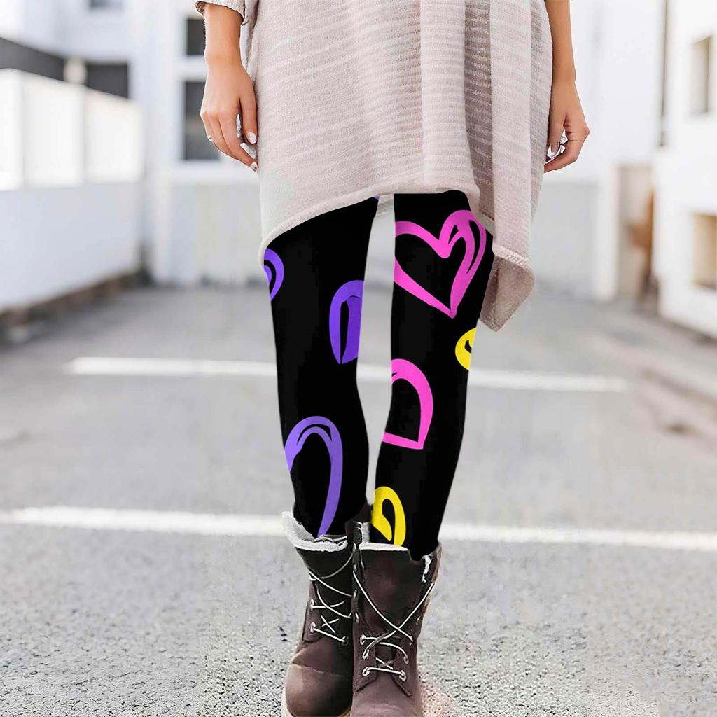 Women's Casual Fashion Print Pants High-Waisted Straight-Leg Skinny Leggings