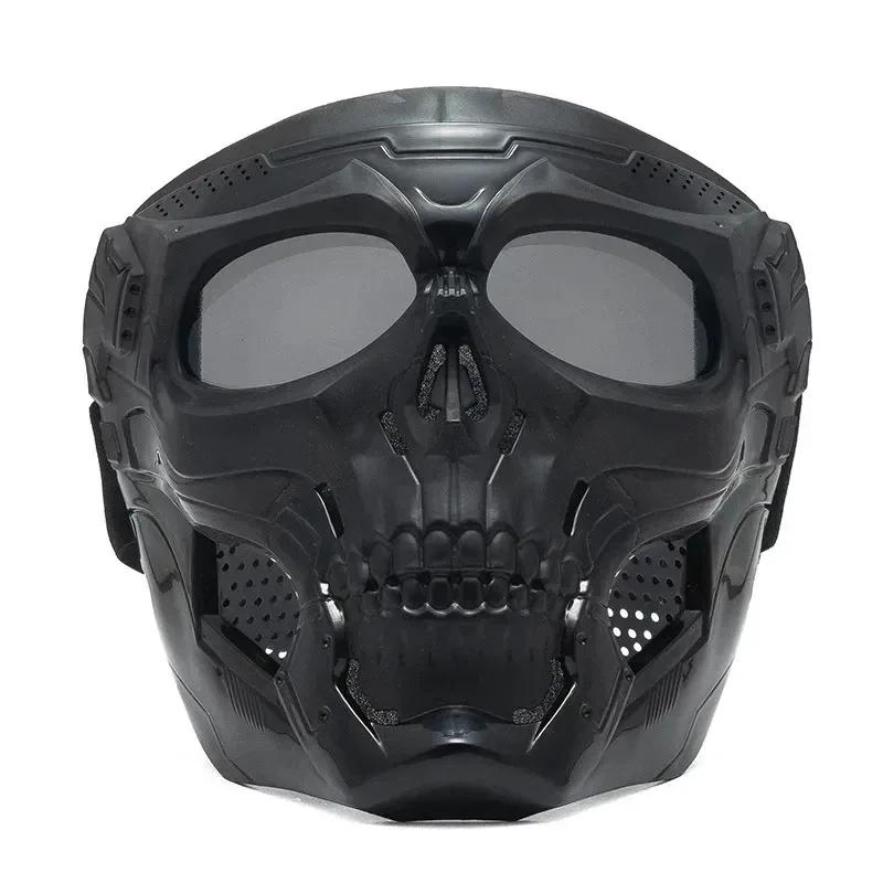 .Skull Mask Motorcycle Mask Bicycle Riding Windproof Full Face Skeleton Protective Mask Colored Goggle Tactical Cycling Bike
