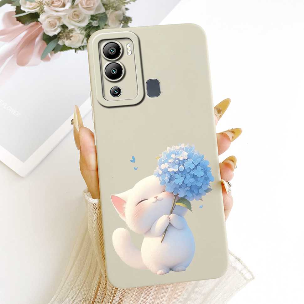 Cat Butterfly Case For Infinix Hot 12i Cases Soft Silicone Back Cover For Infinix Hot 12 i 12i Hot12i Case X665B X665 Fundas