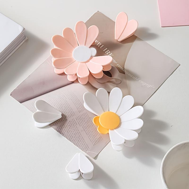 3pcs Daisy Petal Snack Sealing Clips -3D Magnetic Daisy Flower-Shaped Plastic Food Clips for Chips, Pet Food & Kitchen Storage