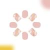 24x Sweet Flowers Press On Nail French Tip Full Cover False Nail Short Square Stick On Nail Acrylic Nail for Daily