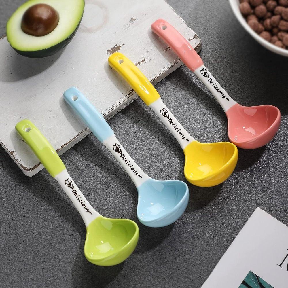 

Фарфоровые кухонные принадлежности, расписанная вручную кухонная утварь, керамическая ложка для супа, кухня синий