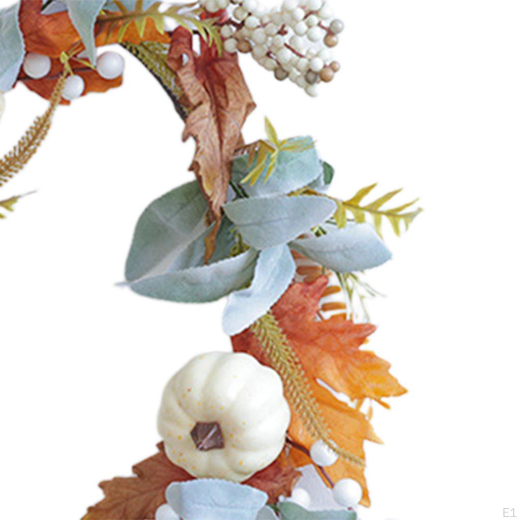 Artificial Fall Decoration Garland Maple Leaf Pumpkin Vine Decor,for Front Door,Wreath,for Christmas
