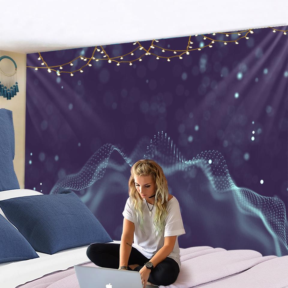 Tapiserie Val Cer Înstelat Agățat de Perete Linii Albastre Vrăjitorie Noroc Stil Minimalist Modern Decor Dormitor Hippie