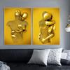 Love Couples Poster 3D Metal Figure Statue Canvas Painting Human Body Sculpture Wall Art Printing Picture for Home Room Decor