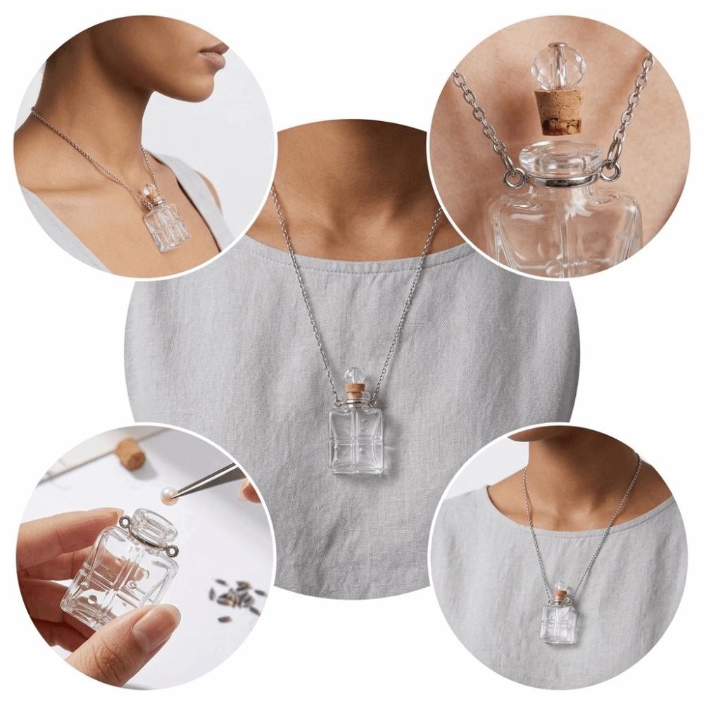 Glaze Vial Pendant Necklace Water Drop Shape Openable Glaze Vial Necklace Matching Outfits