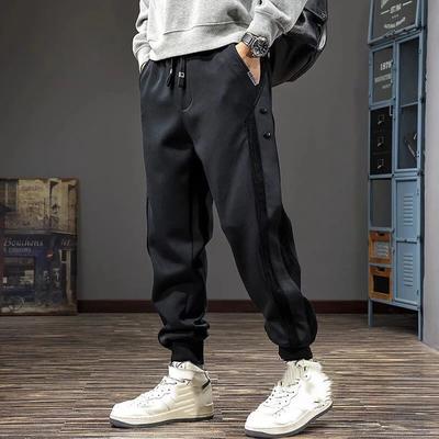 Sportliche Freizeithose Herren Herbst Winter Neu Plüsch Verdickte Hose Gespleißte Lockere Arbeitshose