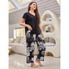 Women's Plus Size Pajamas Spring Summer and Autumn Loose Short-sleeved Trousers Homewear Suit