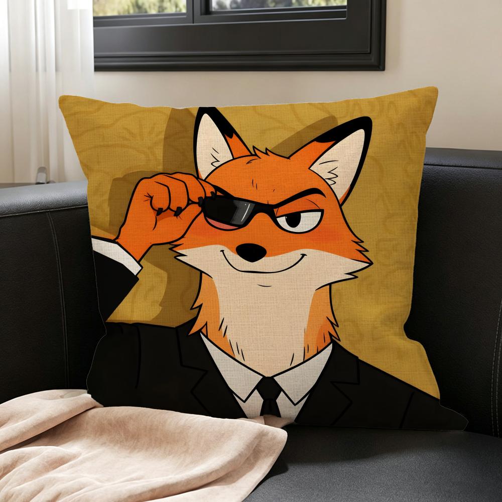 A-Animal Suit Print Cushion Cover Natural Linen Pillowcase Set, All-In-One Decor For Sofa, Bedroom & Chair
