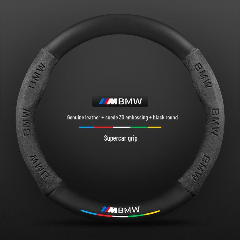 BMW iX3 Suede & Leather Steering Wheel Cover (2020-2022) - Universal, Four Seasons, Carbon Fiber Design