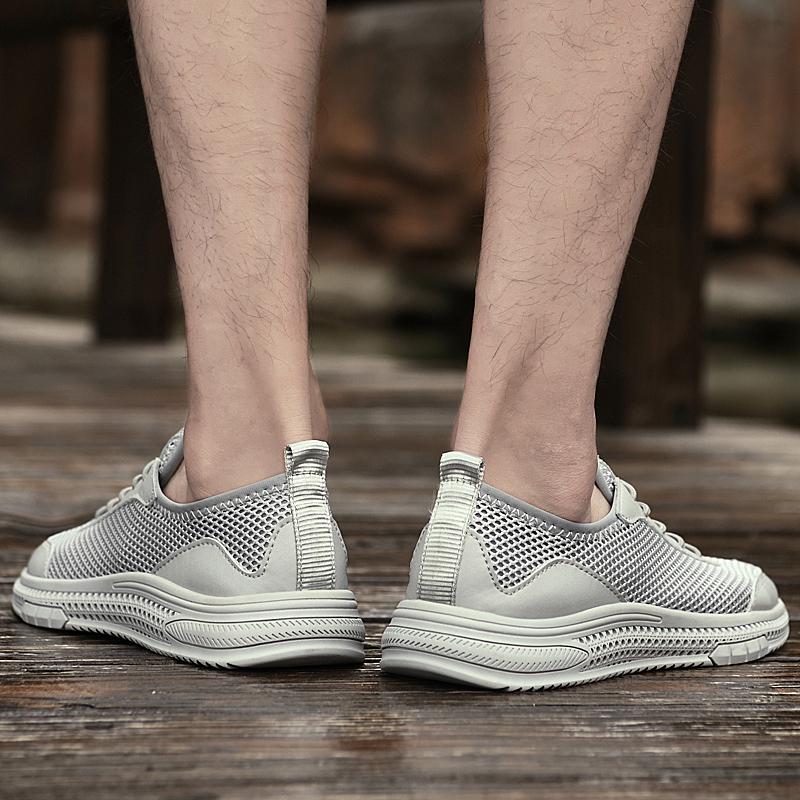 Fashion Men's Outdoor All-match Casual Shoes New Lightweight Driving Footwear Breathable Mesh Men's Shoes Fashion Lace-Up Walking Flats
