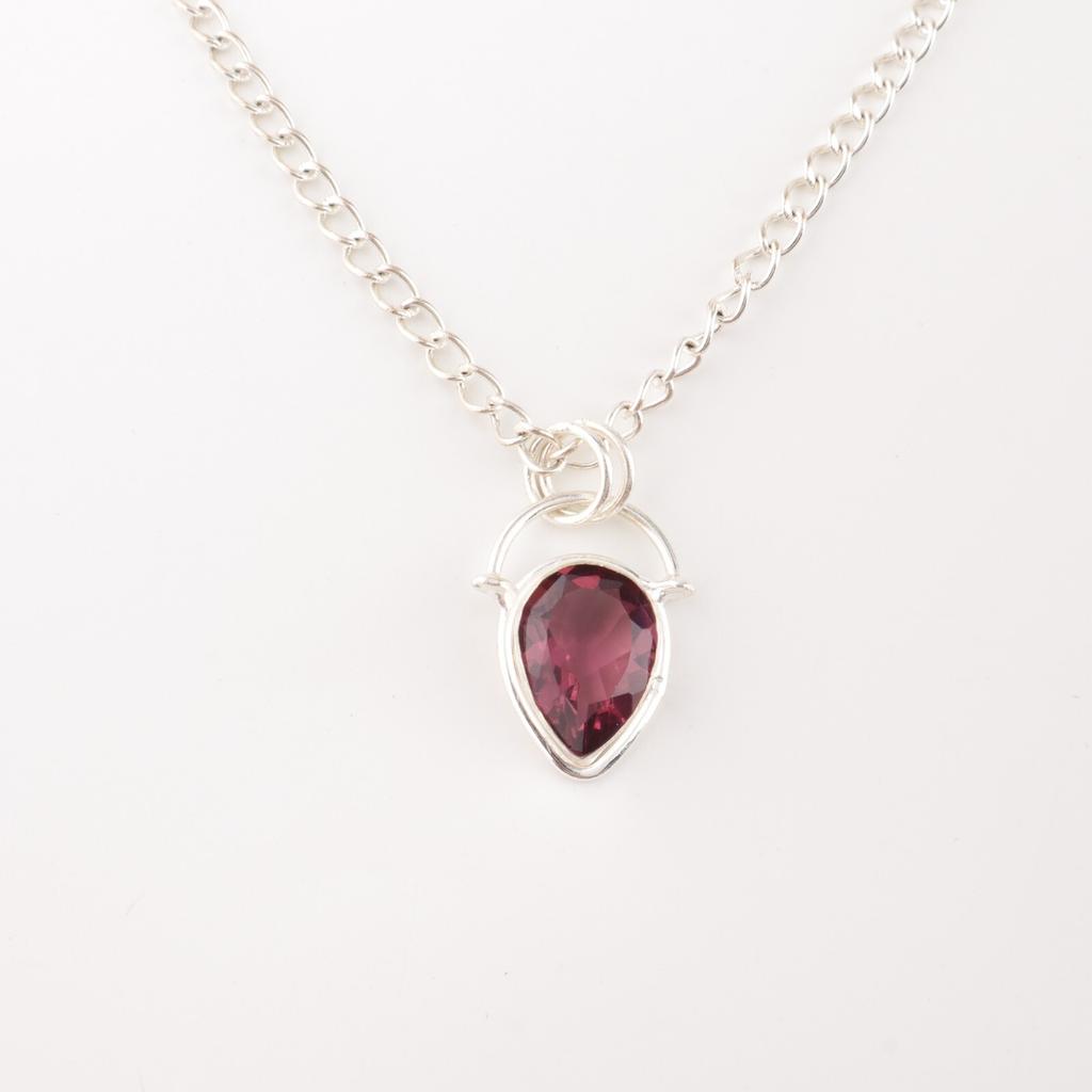 Rhodolite Gemstone 925 Sterling Silver Jewelry Handcrafted Pendant Gift For Mom PP-56-9