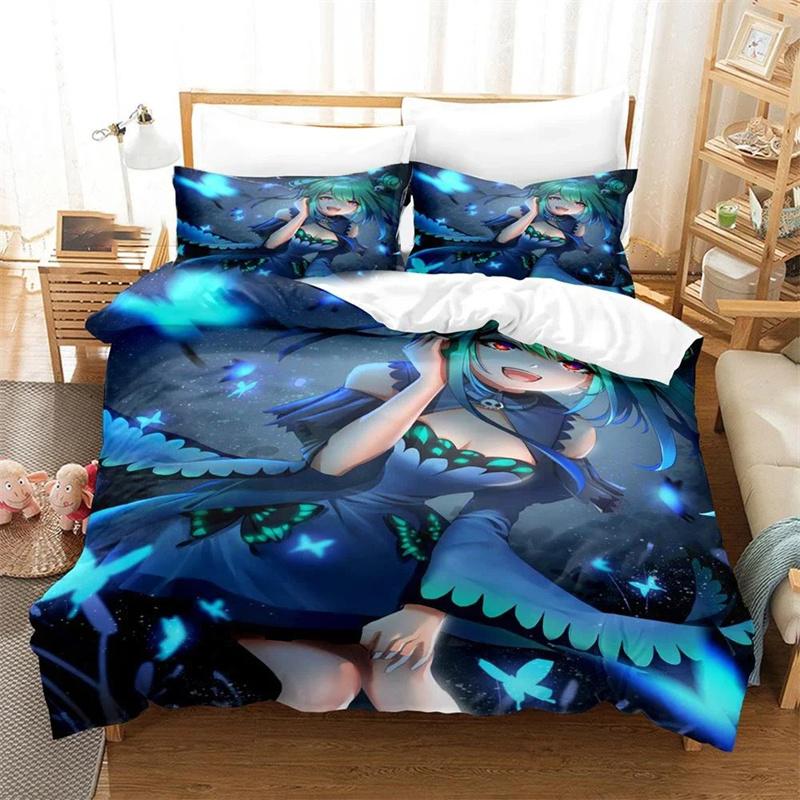 3D Printed Uruha Rushia Bedding Set Anime Hololive Butterfly Girl Duvet Cover Double Twin Full Queen King Adult Kids Quilt Cover