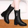 Elegante minimalistische Stiefel mit mittlerem Absatz, dicken Absätzen, modisch vielseitig für Herbst und Winter, Schneestiefel für Damen, bequeme warme Schuhe