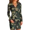 Women's V-neck Casual Print Long-sleeved Fitted Dress
