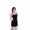 Summer New Black Slim and Thin French Floral Suspender Dress for Women