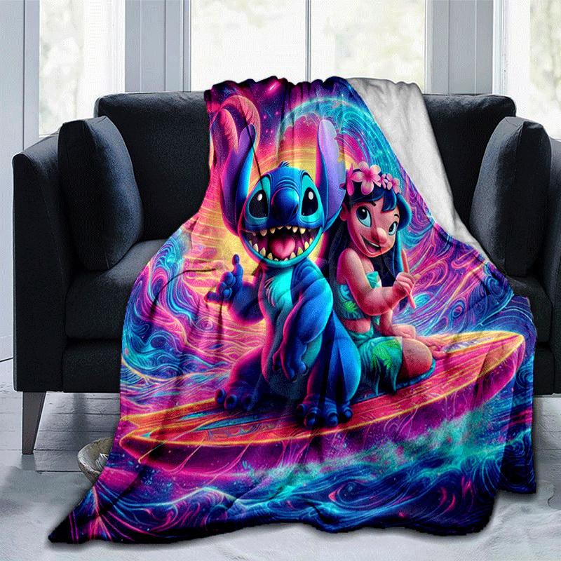 1 Stück Stitch-Druckdecke - Weiche Ganzjahresdecke für Wohnzimmer, Schlafzimmer, Reisen