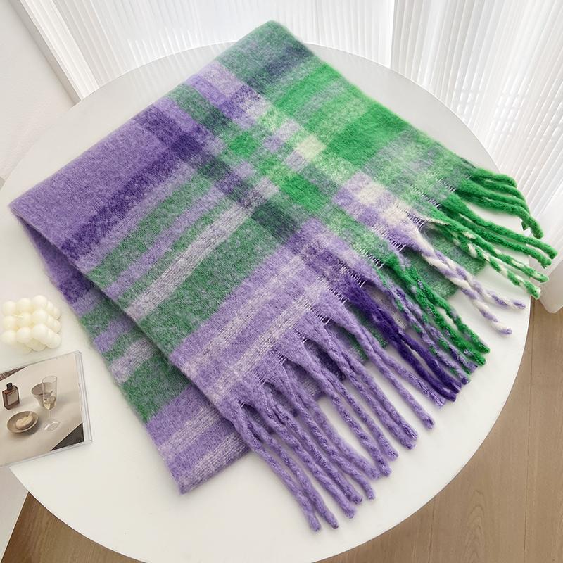 Korean Version of Plaid Tassel Imitation Cashmere Scarf for Women's Winter Japanese Students, Versatile Fashion Shawl for Couples, Warm Scarf