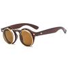 Double-Layer Flip-Up Round Steampunk Sunglasses - Retro European & American Trend