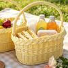 Faux Wicker Basket with Handle, Plastic Fruit Display Basket for Countertop Display, Home Storage, and Carry Use