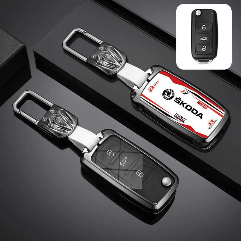 Car Flip Remote Key Fob Case Cover For Skoda Octavia A5 A7 Fabia Superb Kodiaq Karoq Protector Shell Bag Keychain AccessoriesTX5