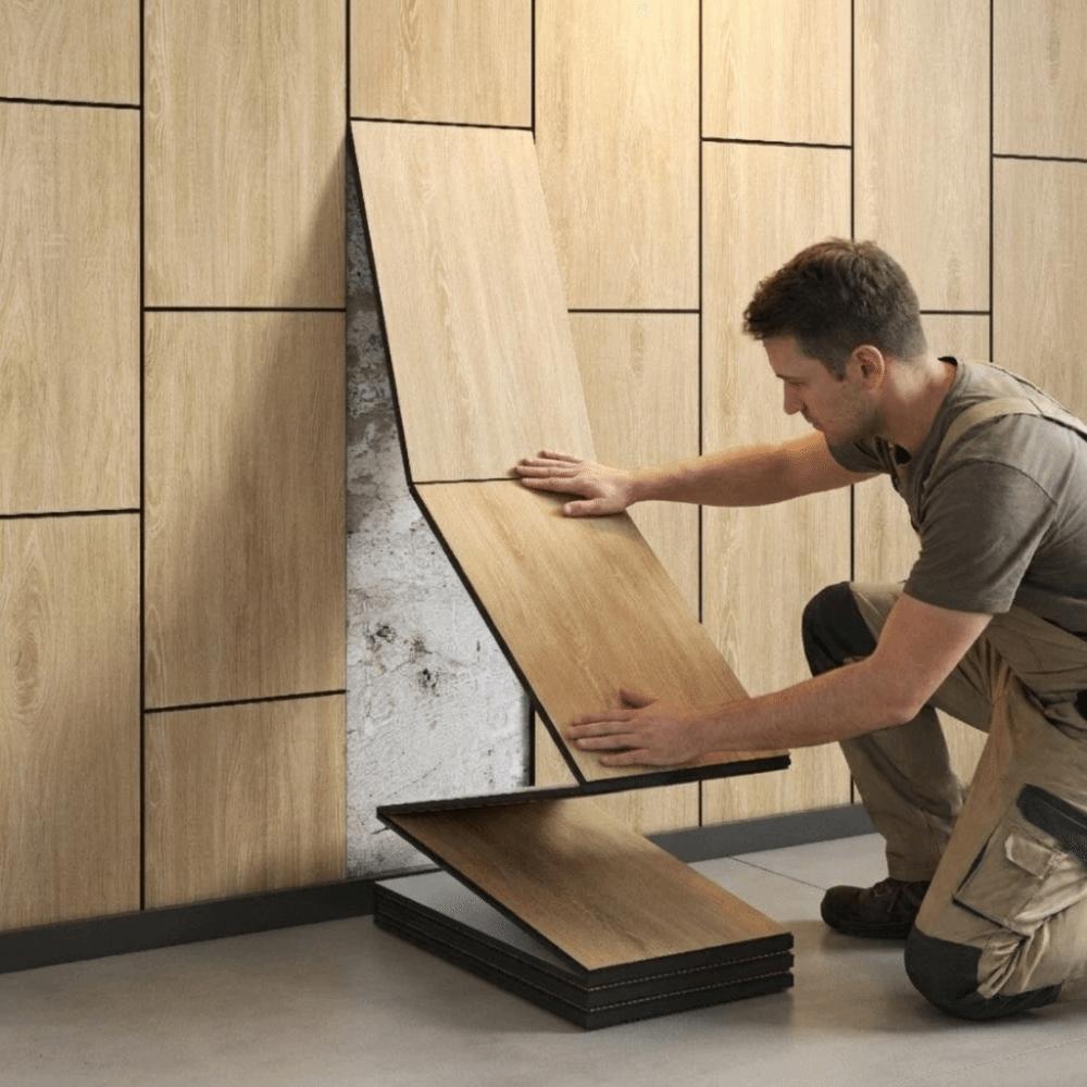 Oil Proof 3D Wood Grain Wall Panels PVC Self Adhesive Wall Sticker Bedrooms