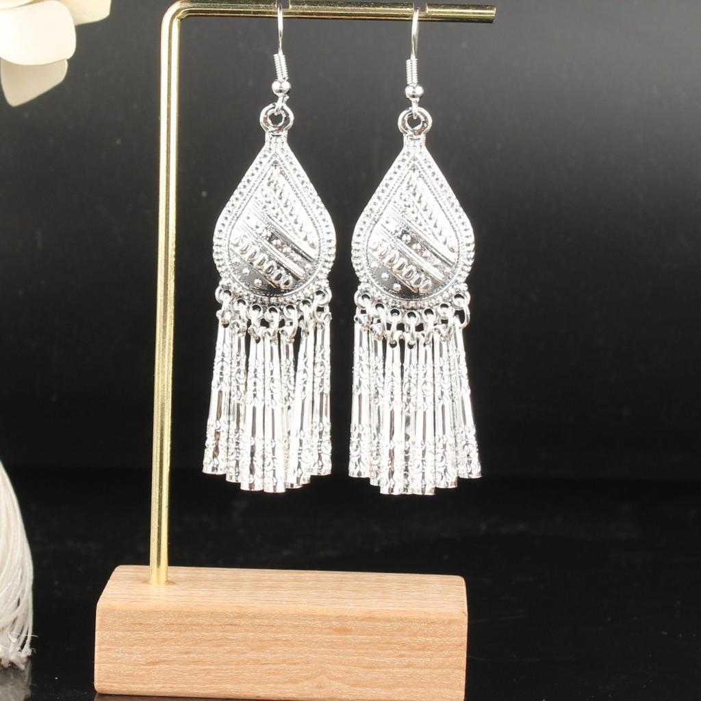 Turquoise Earrings Bohemian Drop Ear Earrings with Tassels, Geometric Alloy, Retro Style, Boastful Ear Accessories