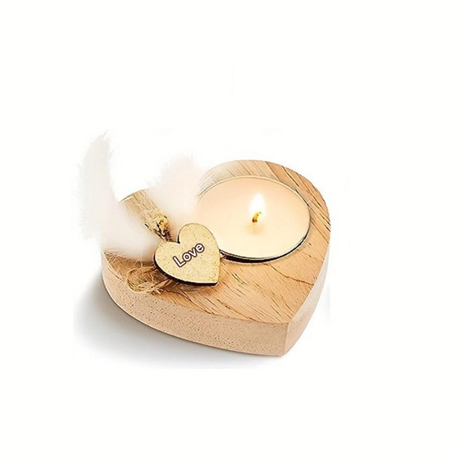 

1pcValentine s Day Heart Candle Proposal Engagement Wedding Anniversary Party Table Decoration Wooden Mini Candle Holder with Dr