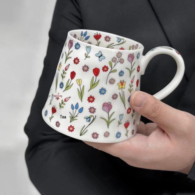 Керамический набор стаканов для воды с мультяшными цветами (2-Pack)